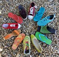 Circle Rainbow Shoes in beach