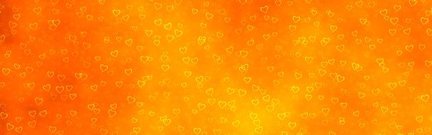 Orange, yellow and red banner with beautiful hearts, clipart