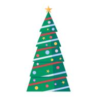 image of a decorated Christmas tree on a white background