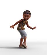 3d image of a black child standing in a pose