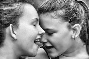 monochrome photo of Family girls