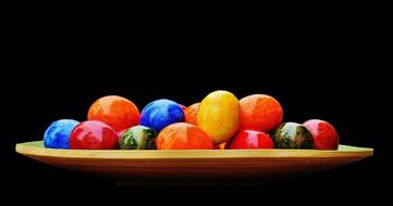 Colorful Easter Eggs on plate