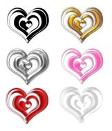 Beautiful and colorful, heart shapes, at white background, clipart