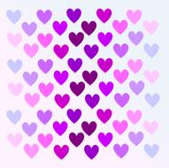 purple hearts on white background