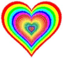 Colorful heart with shapes, at white background, clipart