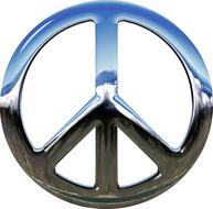 metallic peace symbol, 3d render