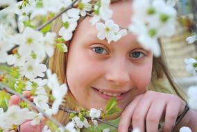 Girl Happiness, white flower