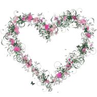 Beautiful heart shape, made of the colorful flowers, clipart