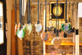 hanging glass hearts in the house