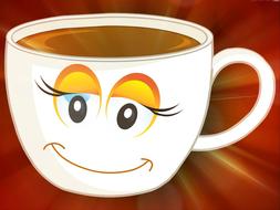white coffee cup with emoticon as an illustration
