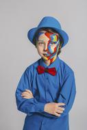 portrait of boy in blue clothes art