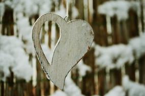 Wooden Heart decoration at Winter