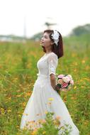 the bride in the flower meadow