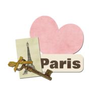 key with the symbol of Paris on a pink heart background