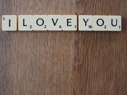 I love you on a wooden background