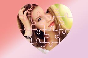 heart puzzle portrait of girl
