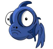 clipart of blue fish with eyes