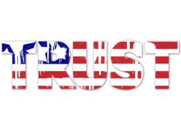 trust text, american flag
