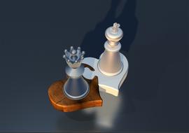 3d models of the puzzle chess pieces, with shadows, clipart