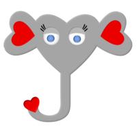 heart grey elephant animal design