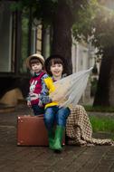 Suitcase and children