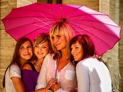 WomenS Group Girl Pink umbrella