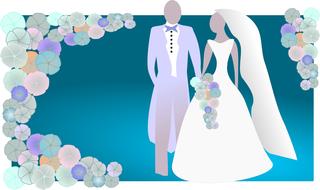 wedding bride groom blue background