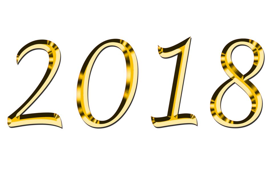 Shining 2018 New Year sign at white background