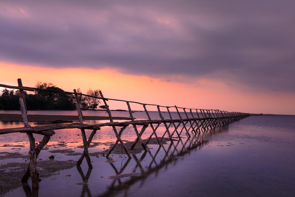 Sunset purple Wooden Bridge