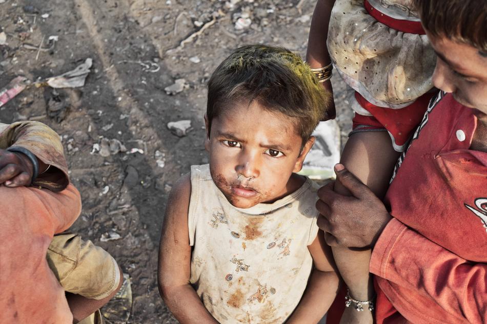 Portrait of the children, in the slums in India