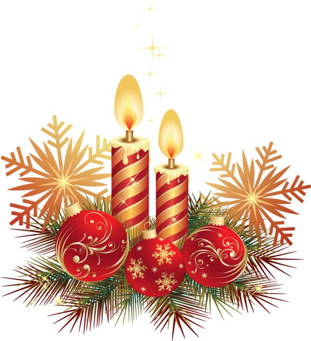 candles and red balls as a composition for the new year