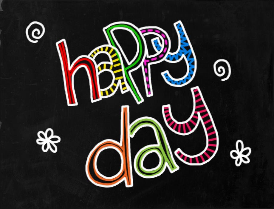 lettering happy day on black background
