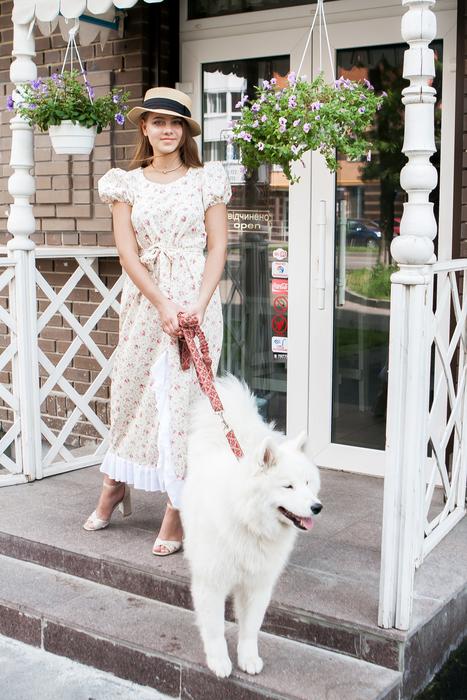 Girl and Dog near entrance