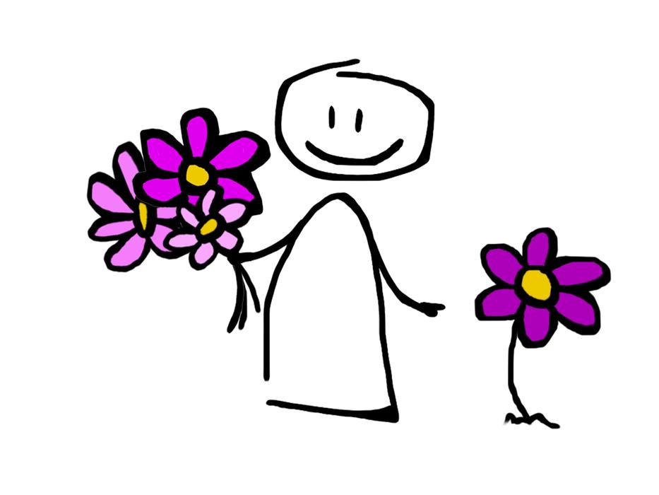 people flower person drawing