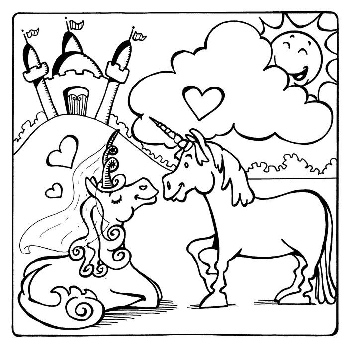unicorns in love as pictures for coloring