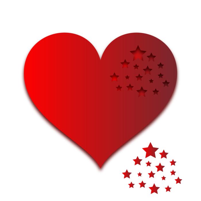 red heart with stars drawing