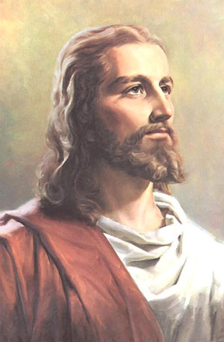 Beautiful and colorful drawing of the portrait of Jesus Christ in light