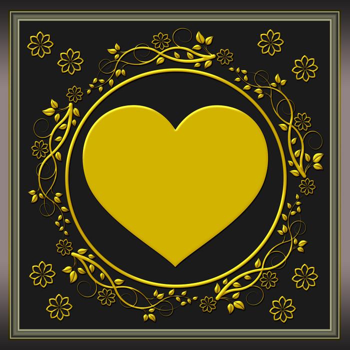 yellow heart on black background