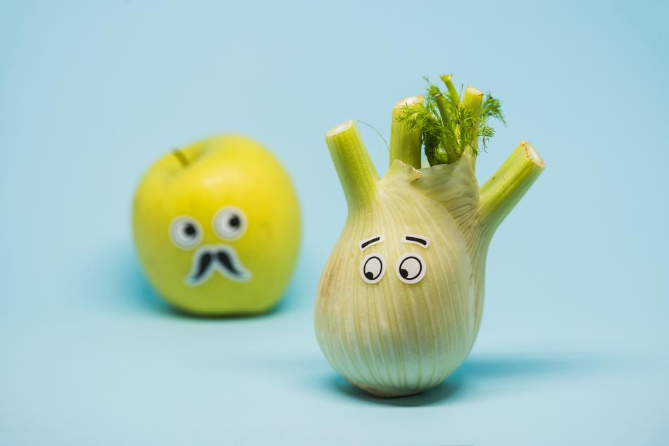 Apple and Fennel with funny faces