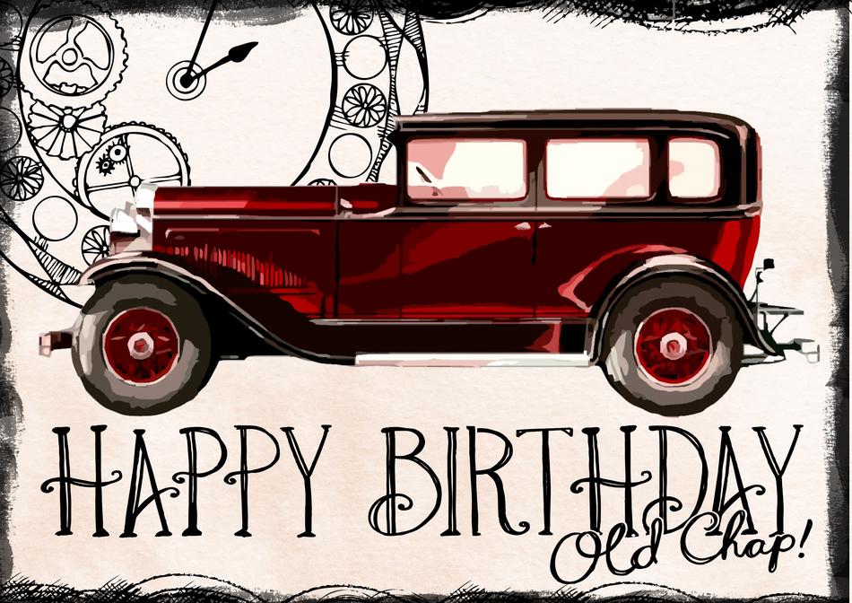 vintage car on a birthday card