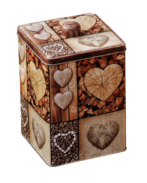 Beautiful and colorful box with the wooden hearts