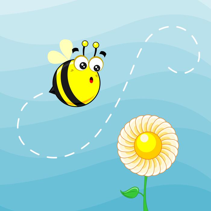 clipart of mascot bee and flower
