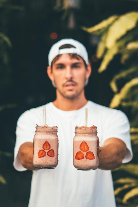Man with smoothies