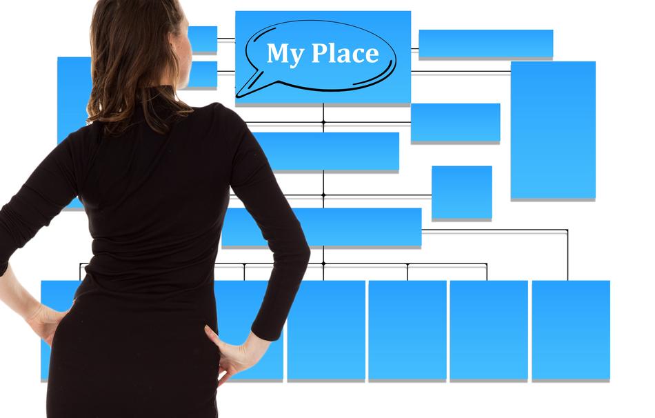 Businesswoman on the background Organization Chart