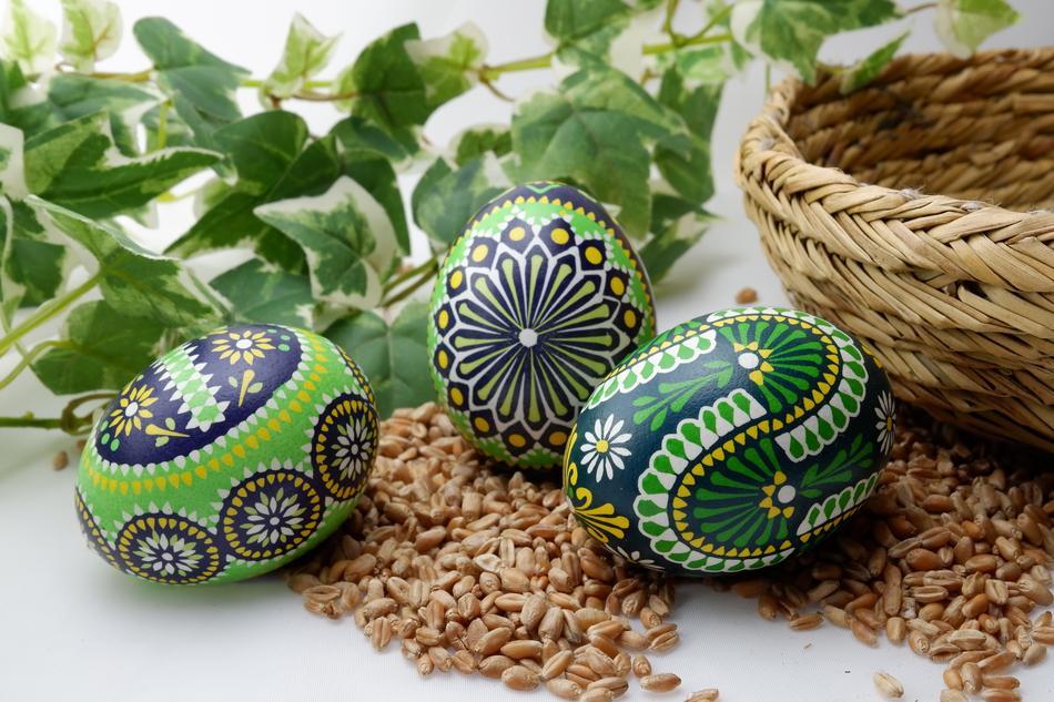 easter eggs painted with wax