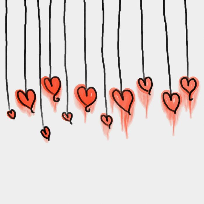 hanging bleeding hearts, drawing, valentine’s day background