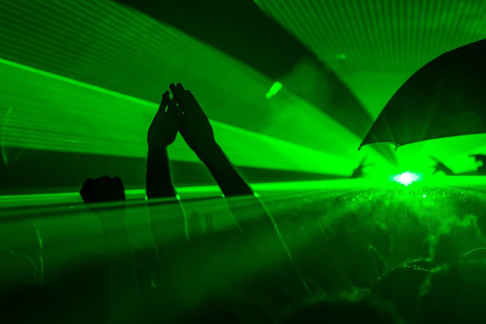 nightclub, green light, dancing hands