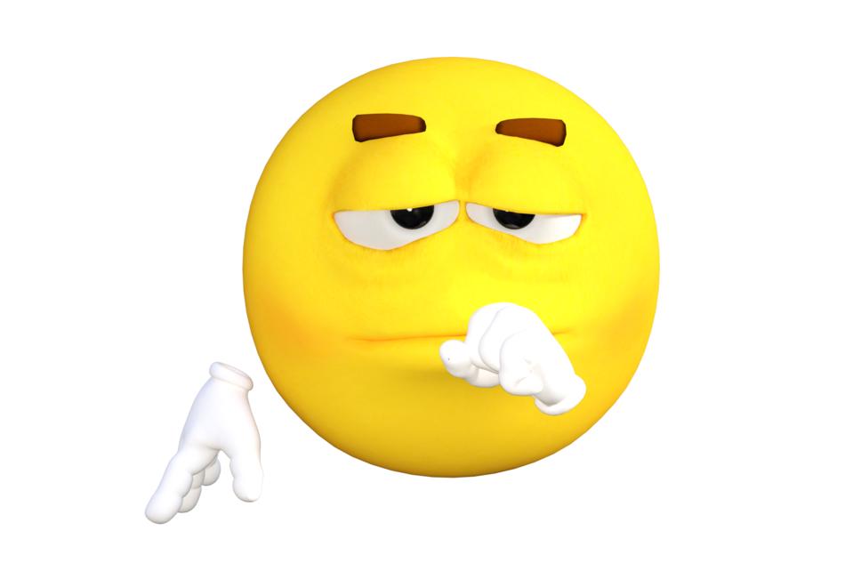 yellow sleepy emoticon on white background