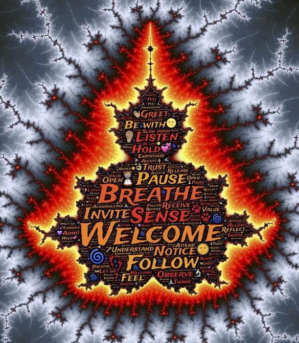 creative drawing with lettering in meditation