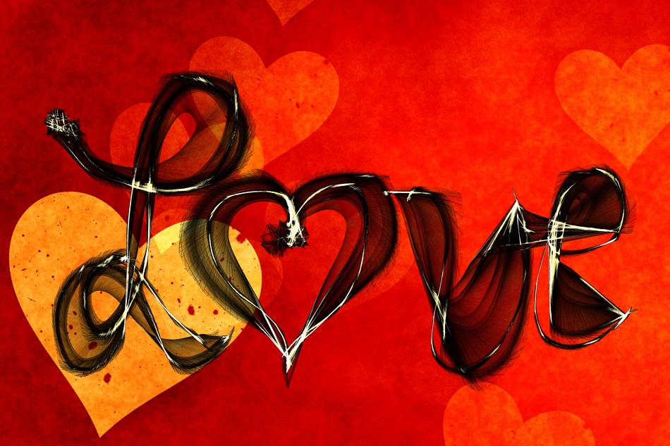 love, heart, red background